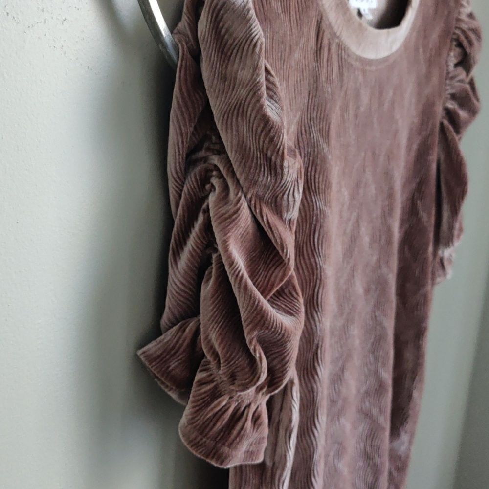 THML velour puff shoulder top - Picture 3 of 6